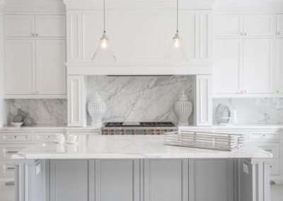 White marble kitchen countertop