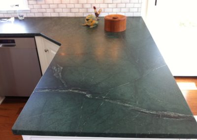 Dark green soapstone countertop